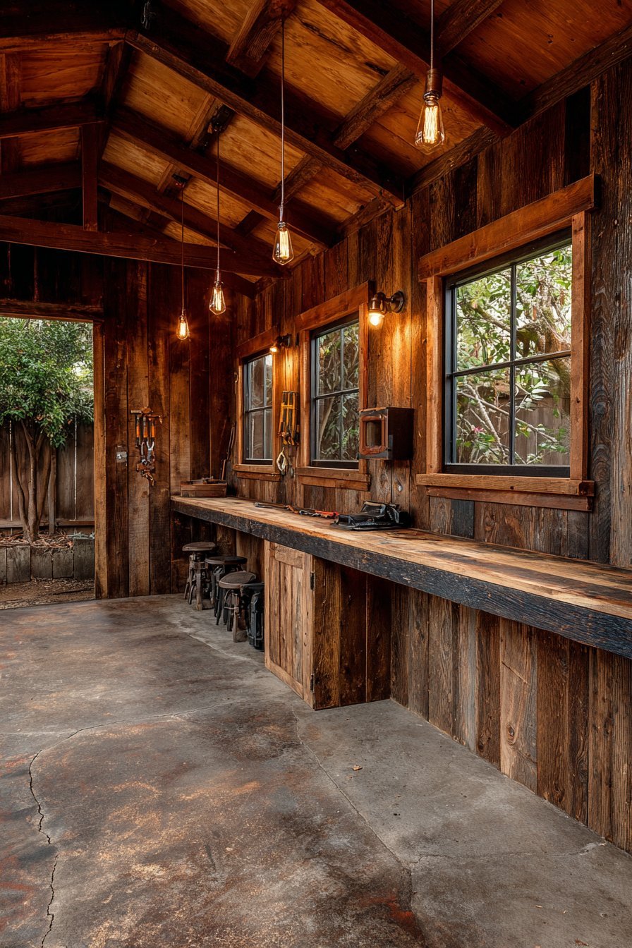 Rustic Workshop with Reclaimed Wood Character