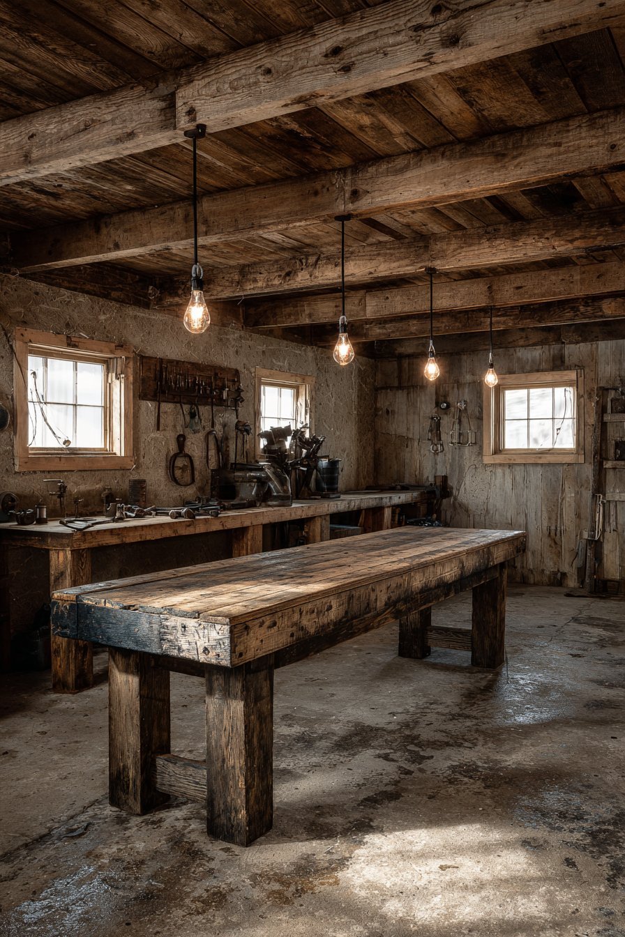 Rustic Workshop with Reclaimed Wood Character