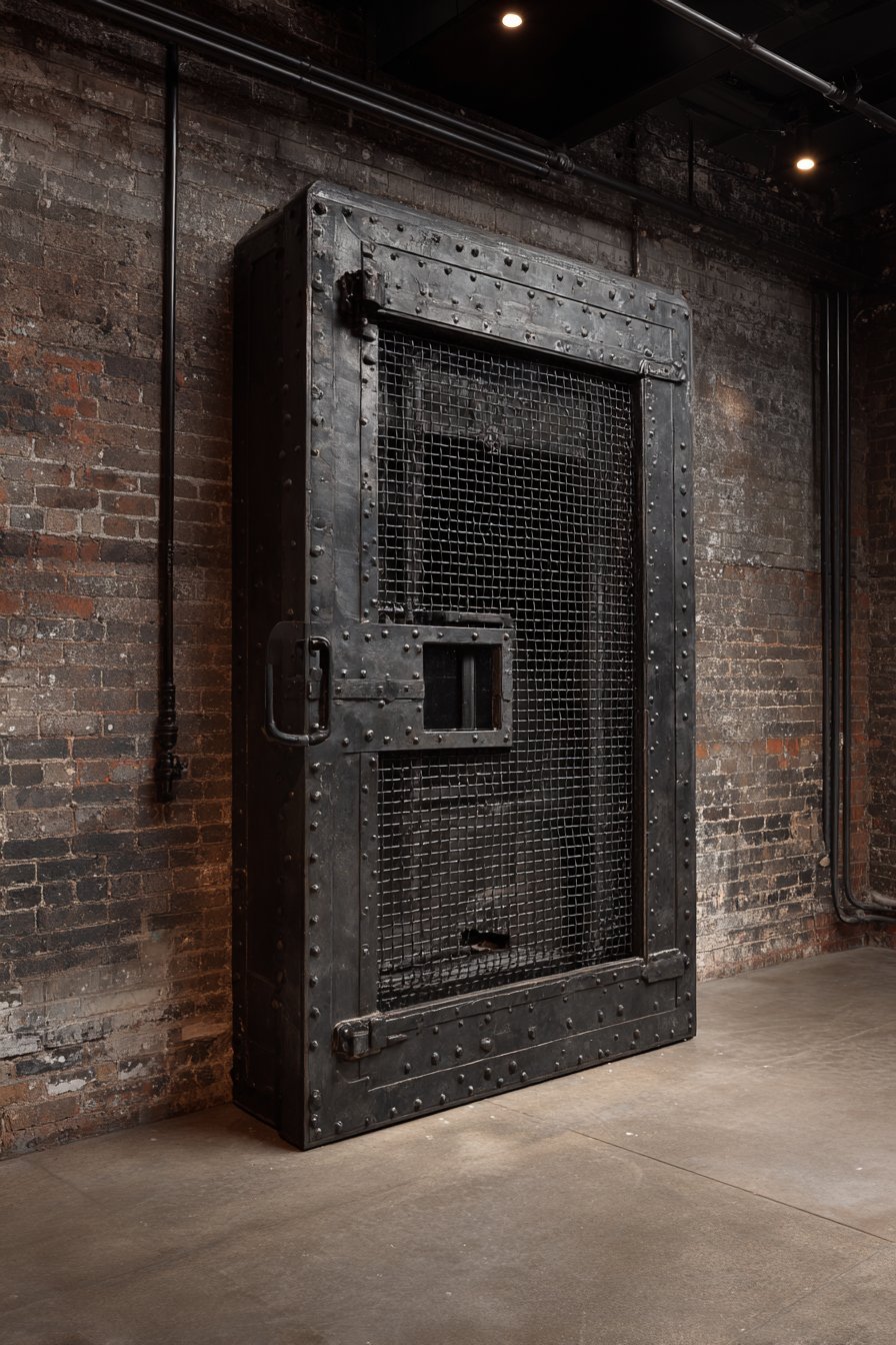Industrial Steel Door with Riveted Panels