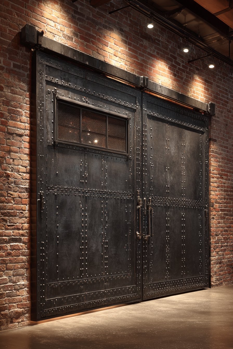 Industrial Steel Door with Riveted Panels