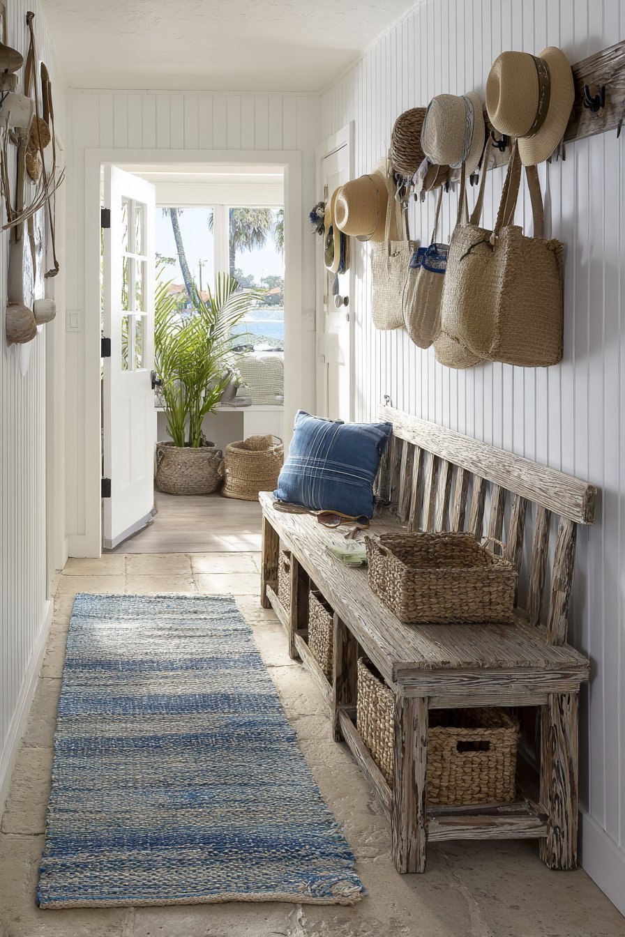 Coastal Driftwood and Seagrass Bench