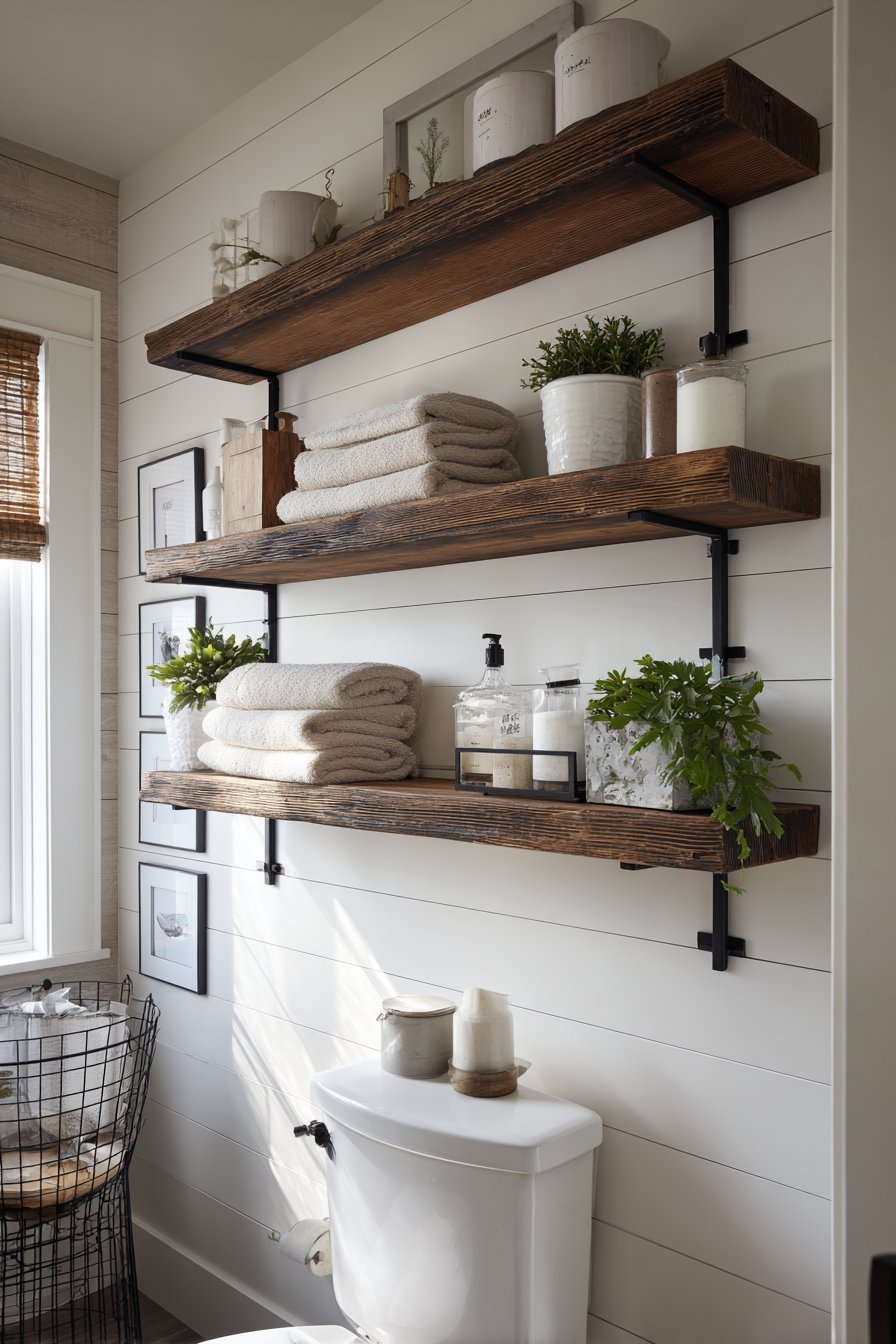 Open Floating Wooden Shelves