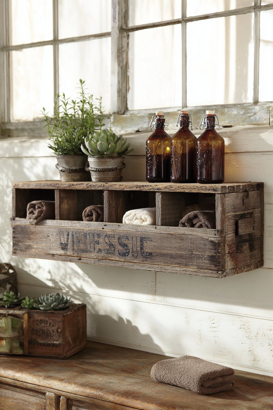  Wall-Mounted Wooden Crate Storage