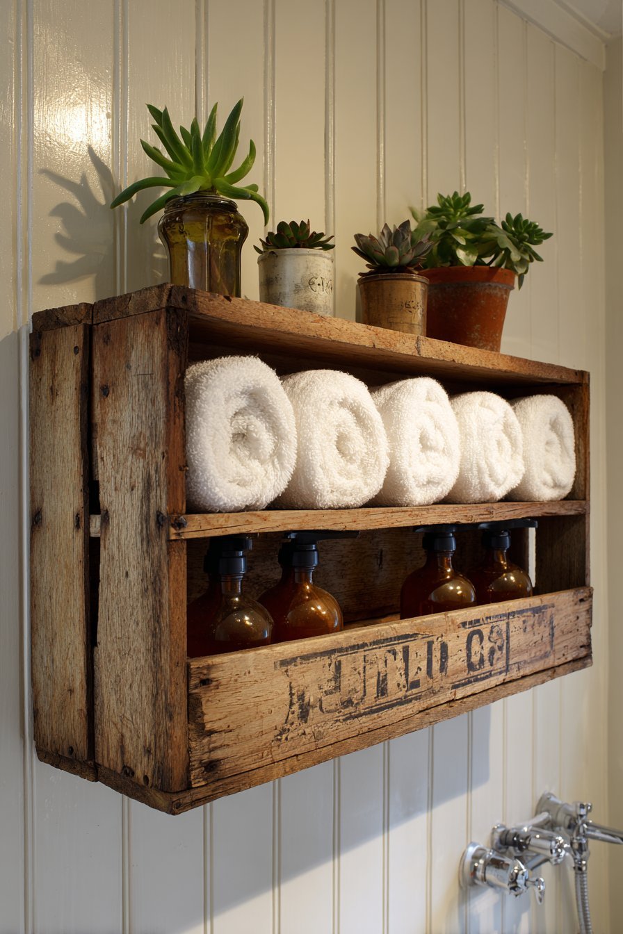  Wall-Mounted Wooden Crate Storage