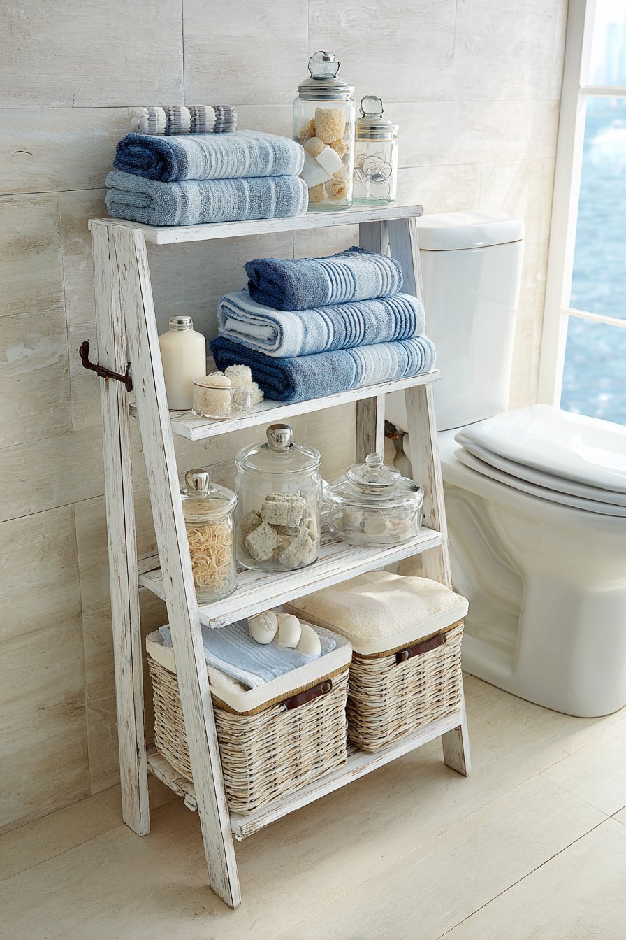 Over-Toilet Ladder-Style Storage