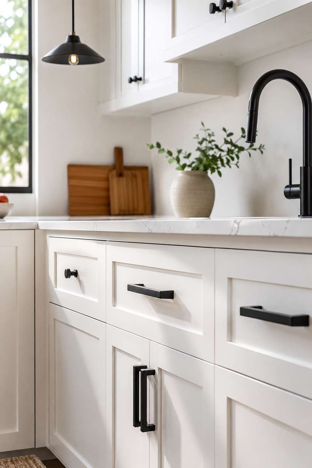 Add Black or Brass Hardware Contrast