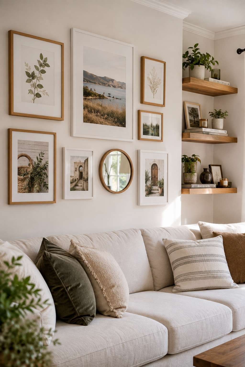 Install Floating Shelves or a Gallery Wall
