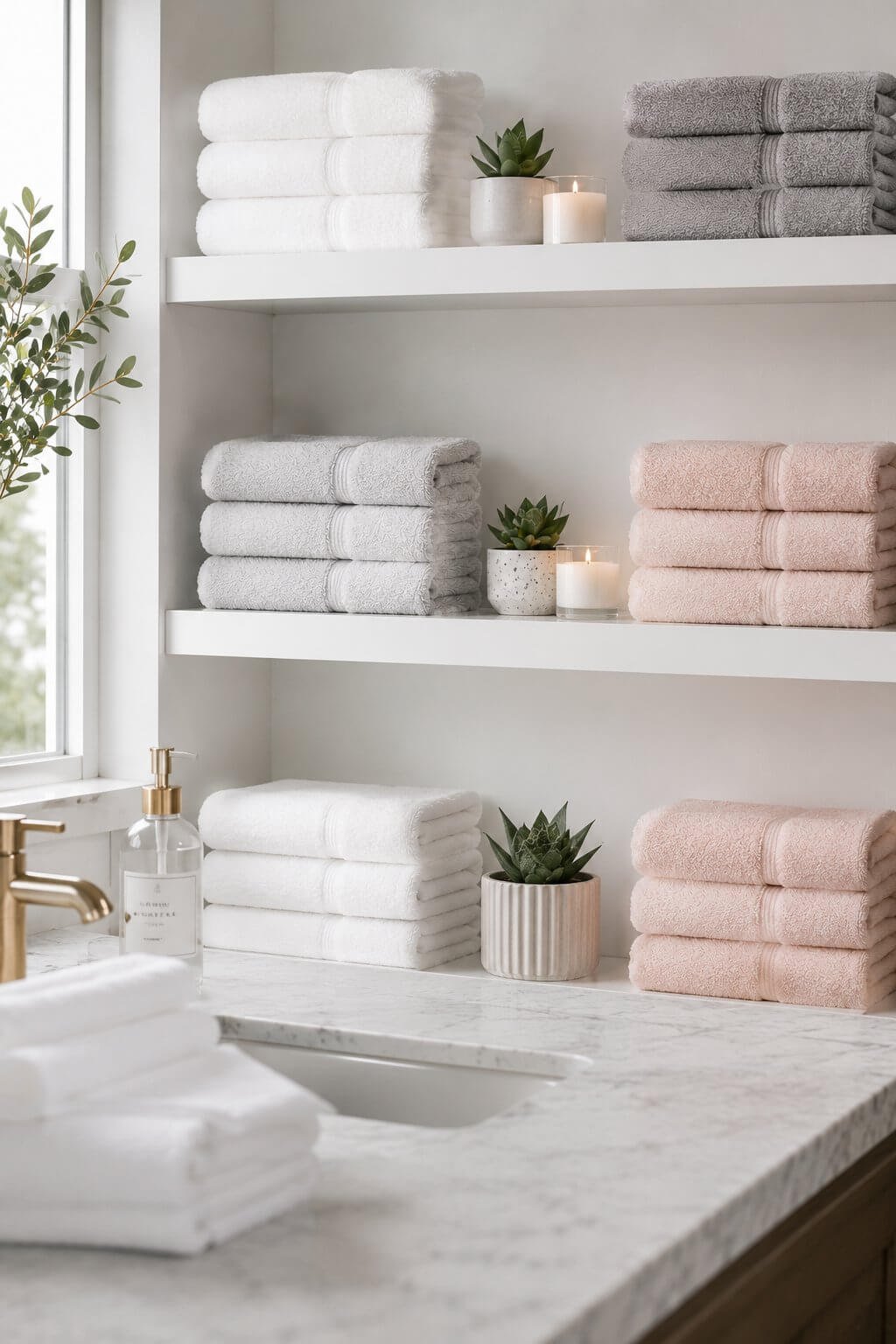 Display Towels on Open Shelving