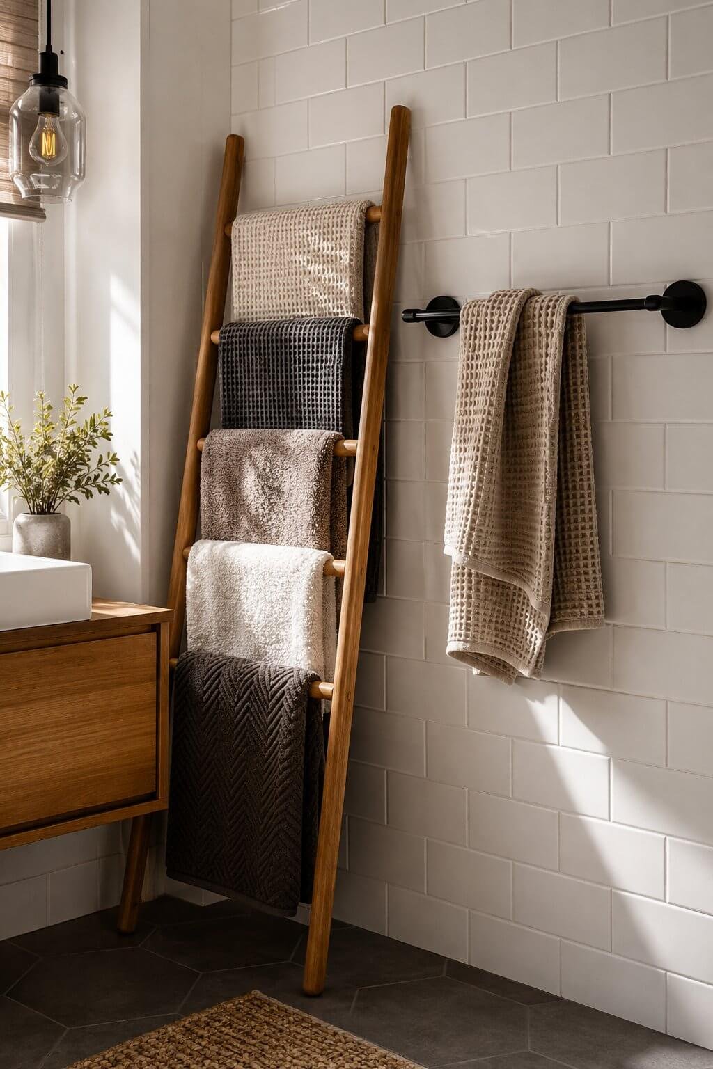 Use Towel Ladders and Racks Creatively