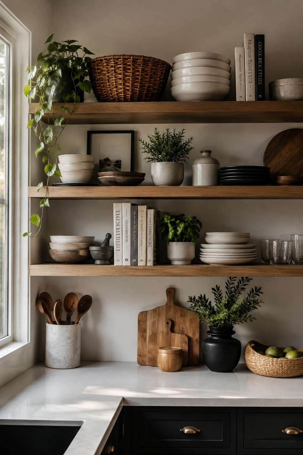 How to Decorate Open Kitchen Shelves