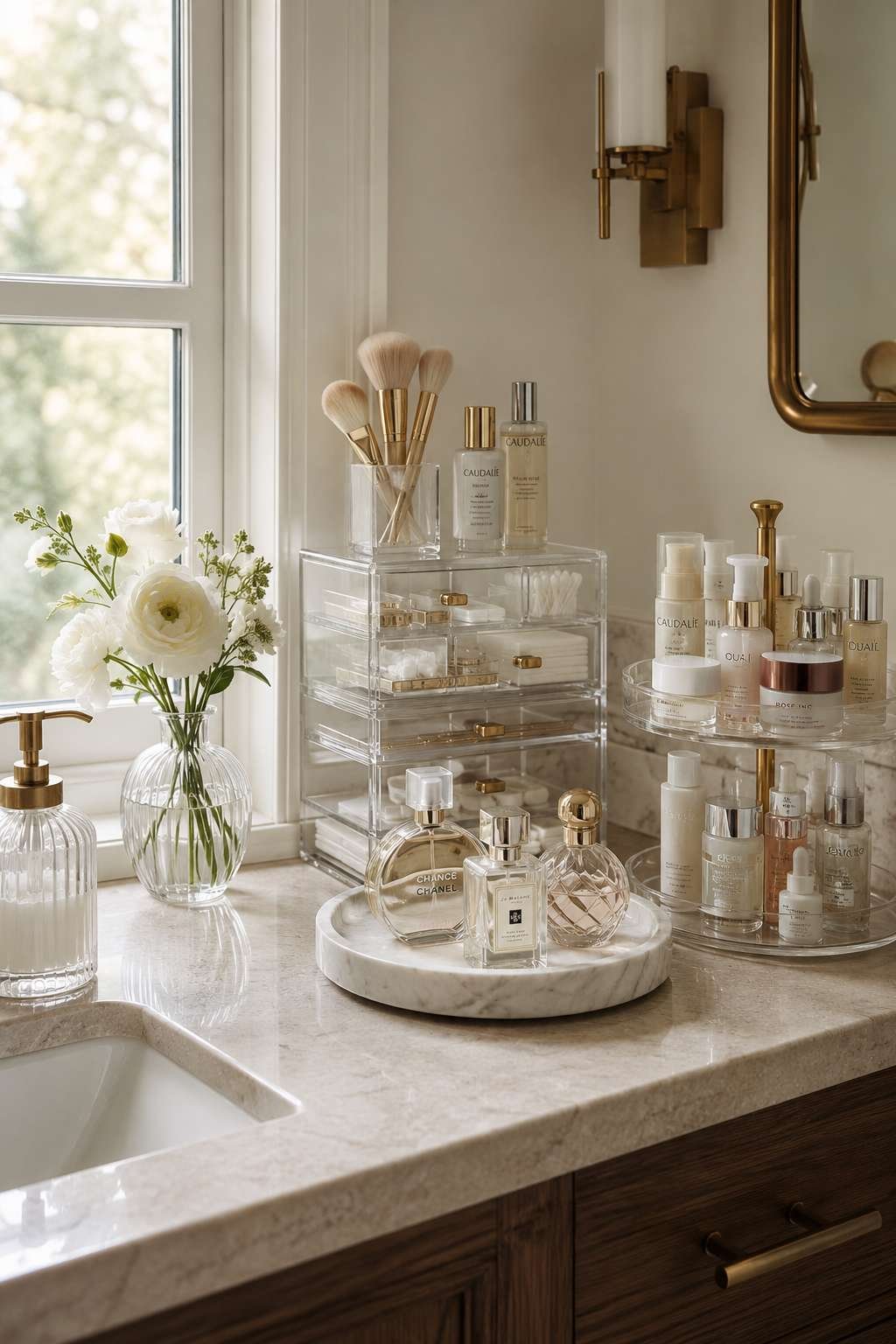 How to organize bathroom counter