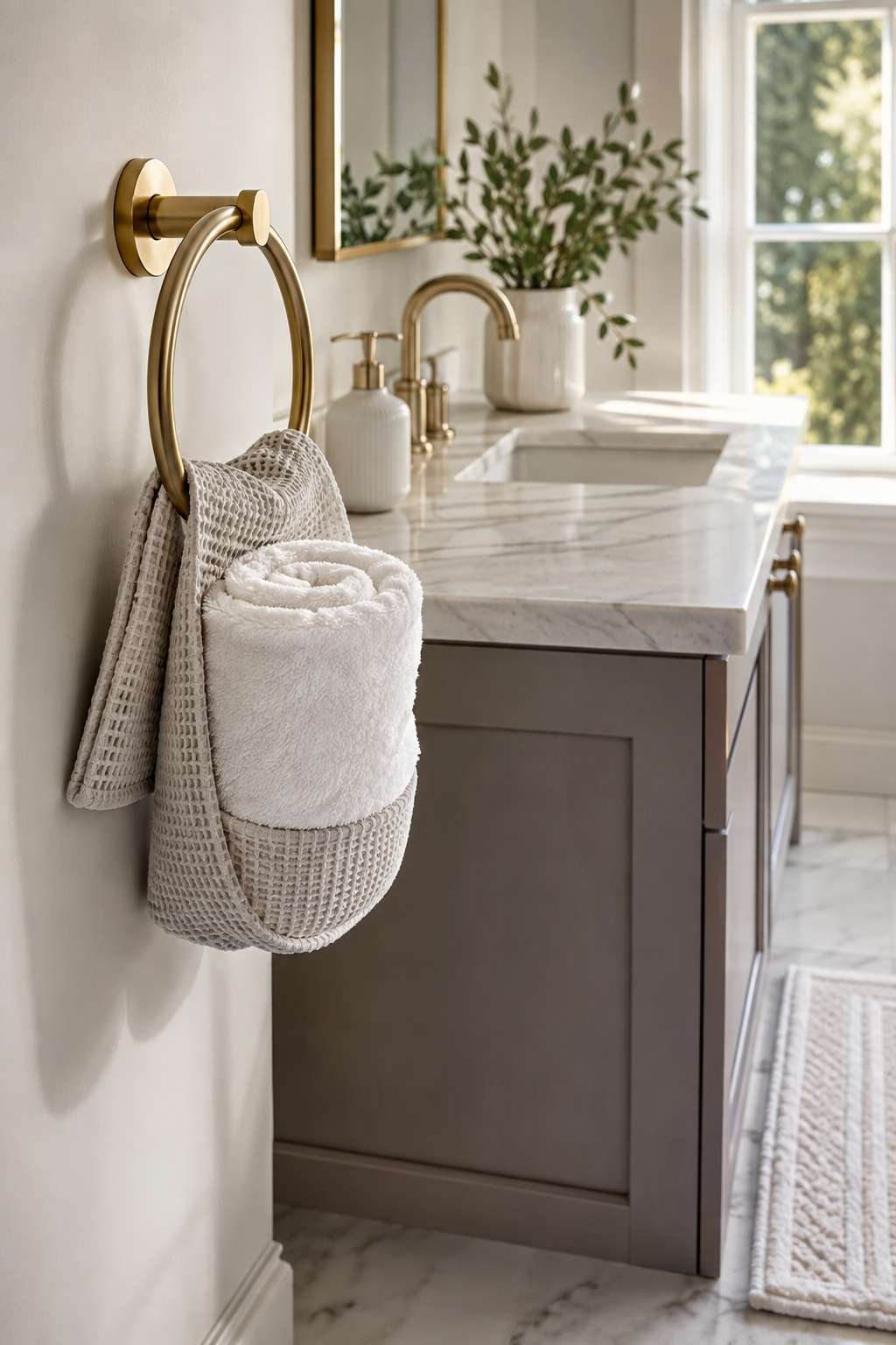 How to style hand towels in bathroom