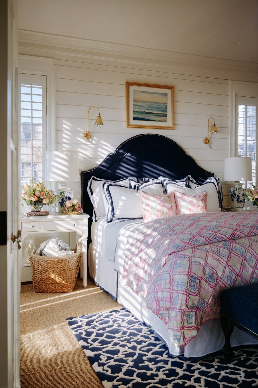 Navy and Pink Classic Bedroom Sanctuary