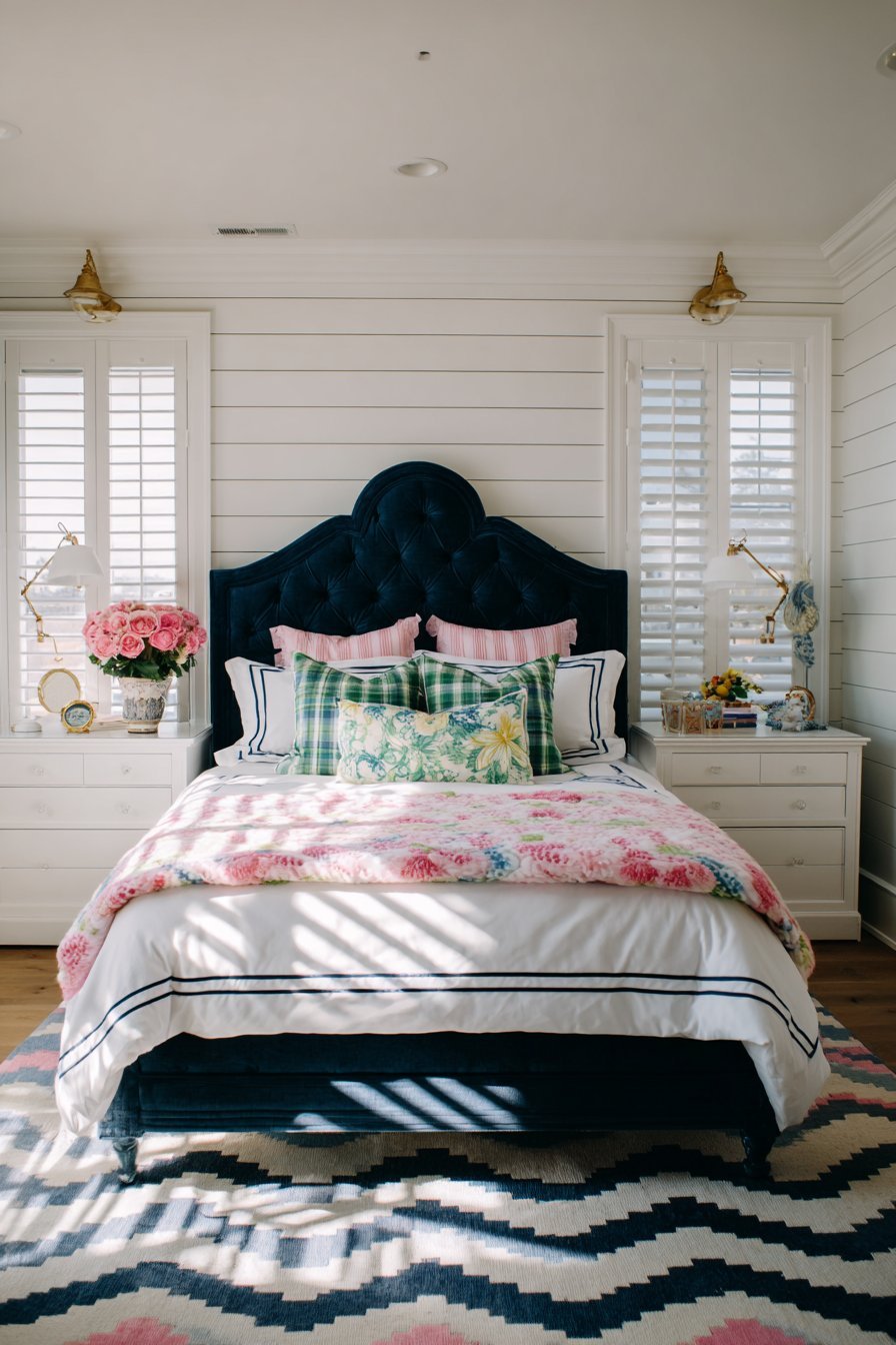 Navy and Pink Classic Bedroom Sanctuary