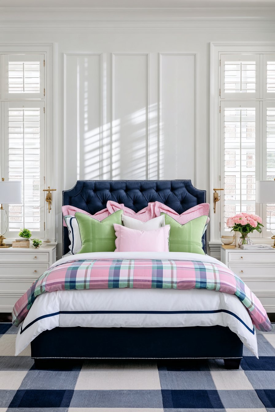 Navy and Pink Classic Bedroom Sanctuary