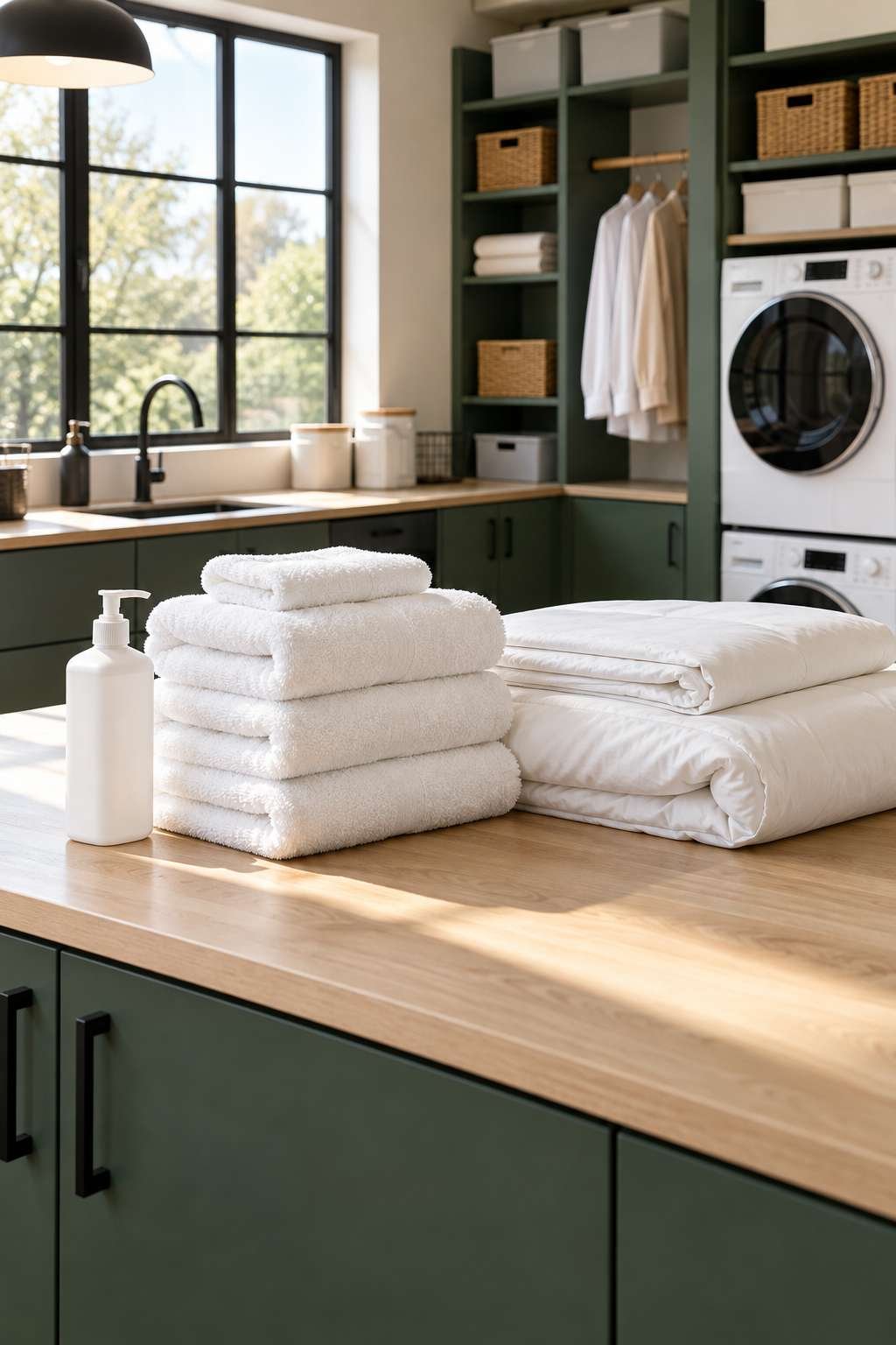 Towels and bedding suited for laundry sanitizer use