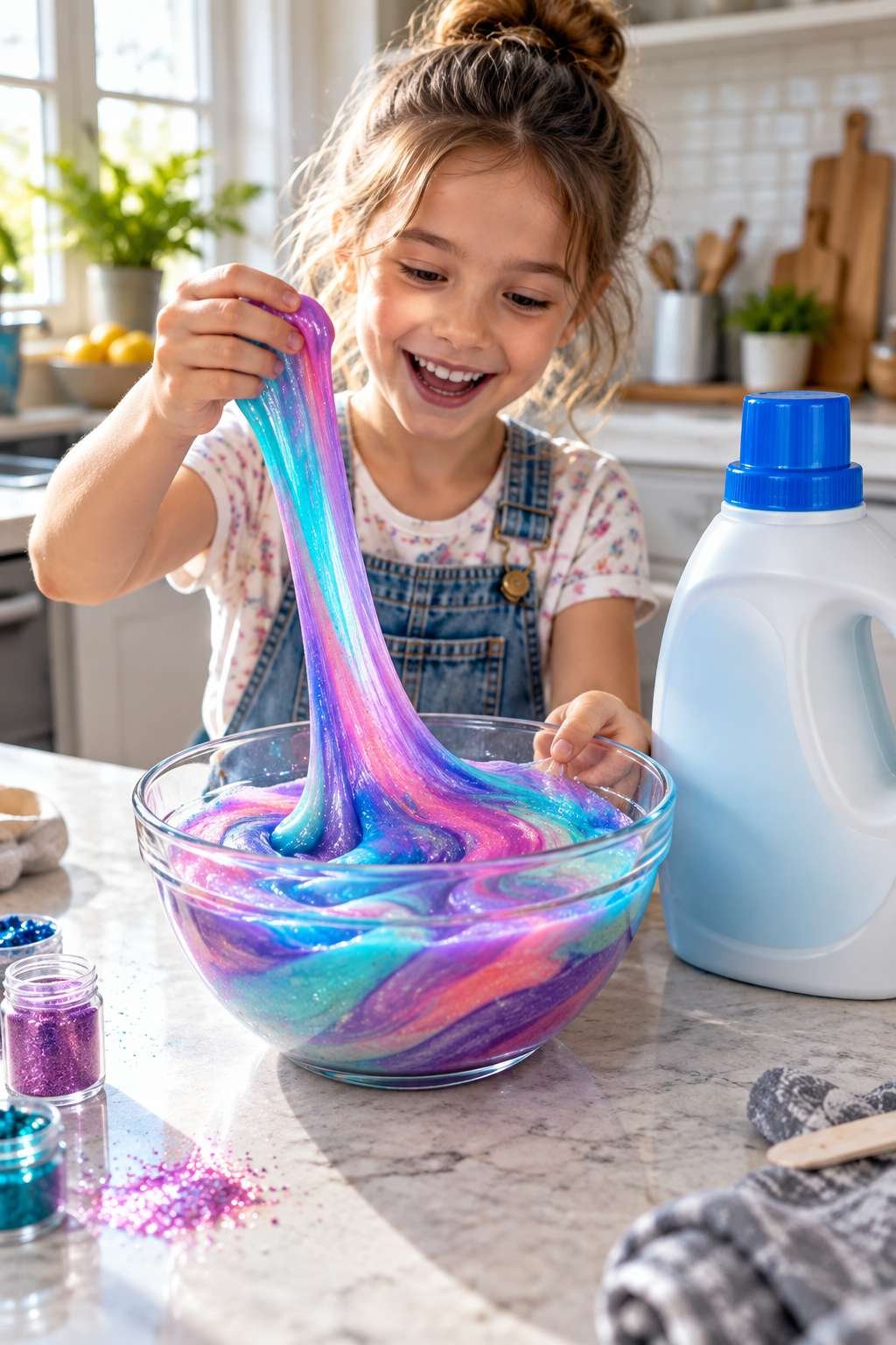 Homemade slime made using laundry detergent