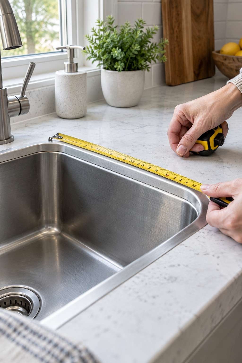 Common mistake of measuring only the sink rim instead of the cutout