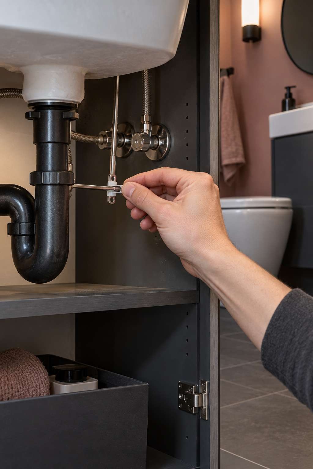 Adjusting the pivot rod clip to fix a bathroom sink stopper seal