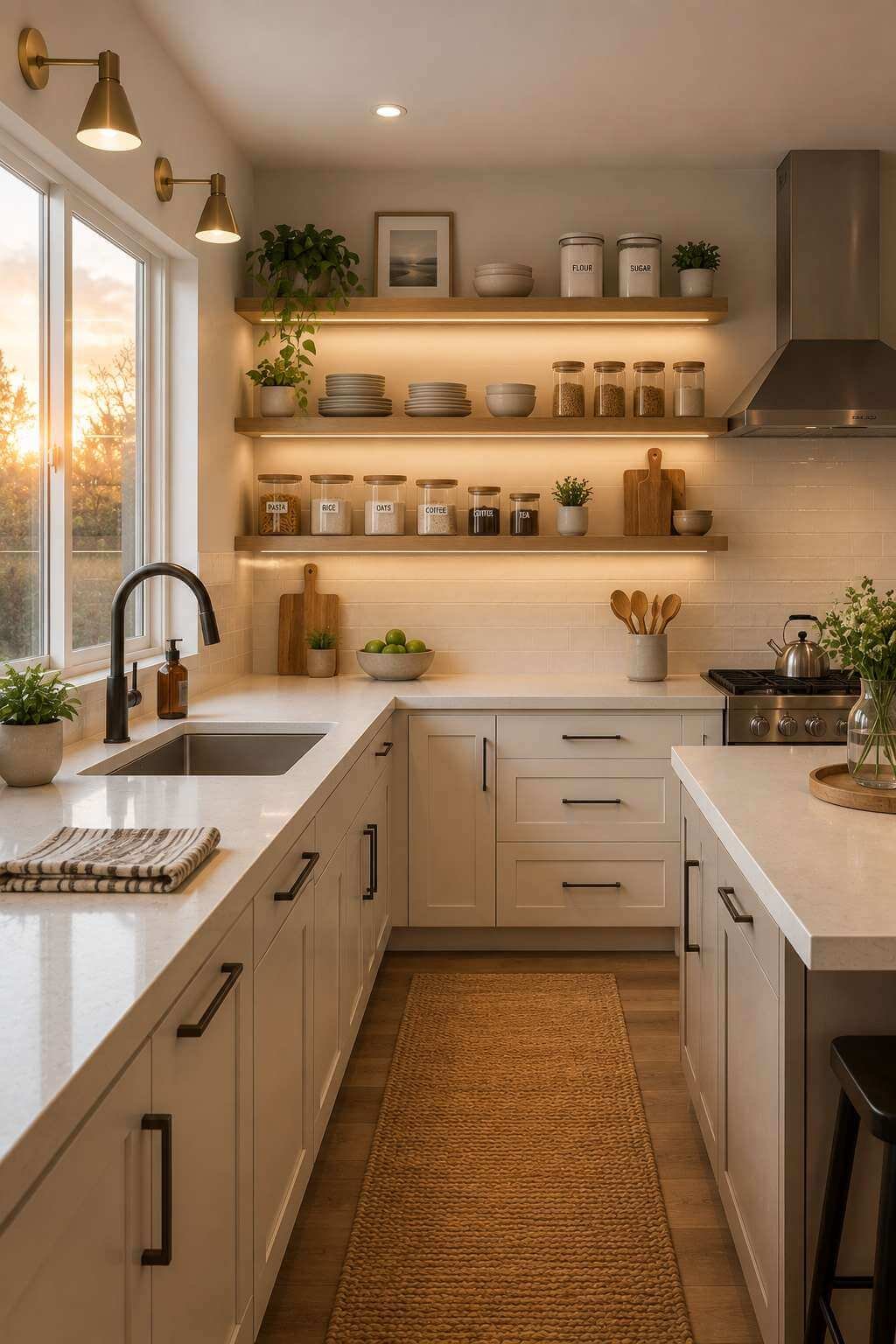 Organized, spotless kitchen after completing a full deep clean routine