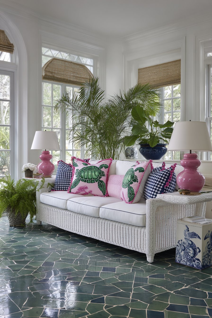 Palm Print Sunroom