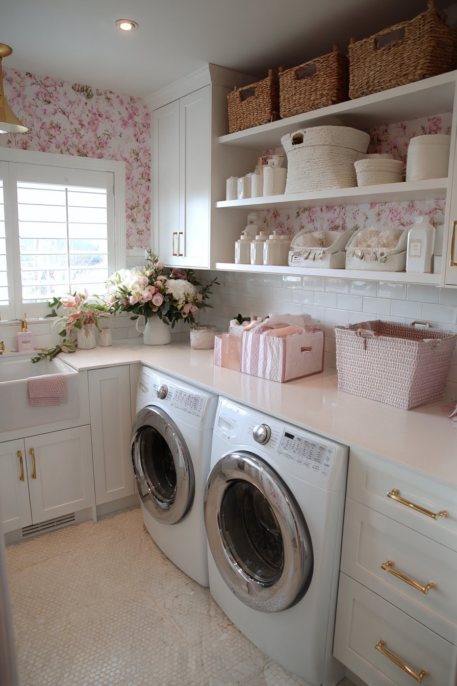 Trellis Wallpaper Laundry Room