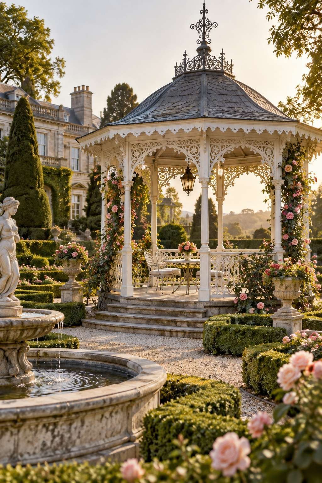 Ornate Victorian-style gazebo illustrating the historical origins of garden gazebos