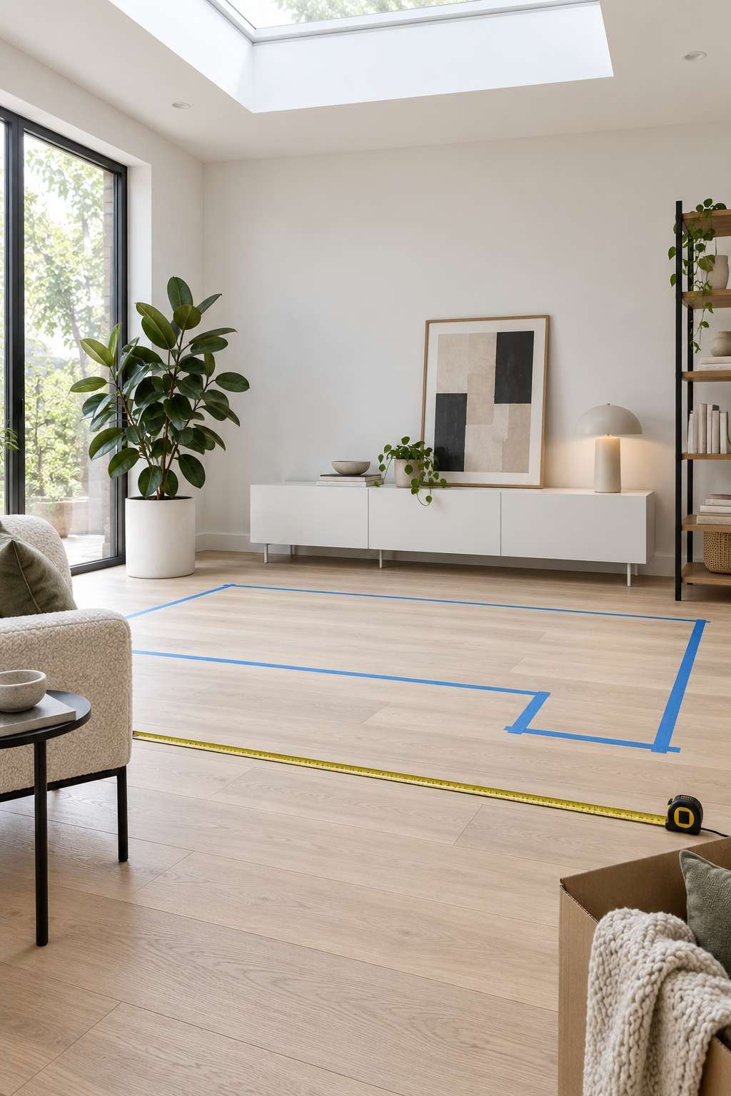 Family relaxing and playing in a bright modern living room