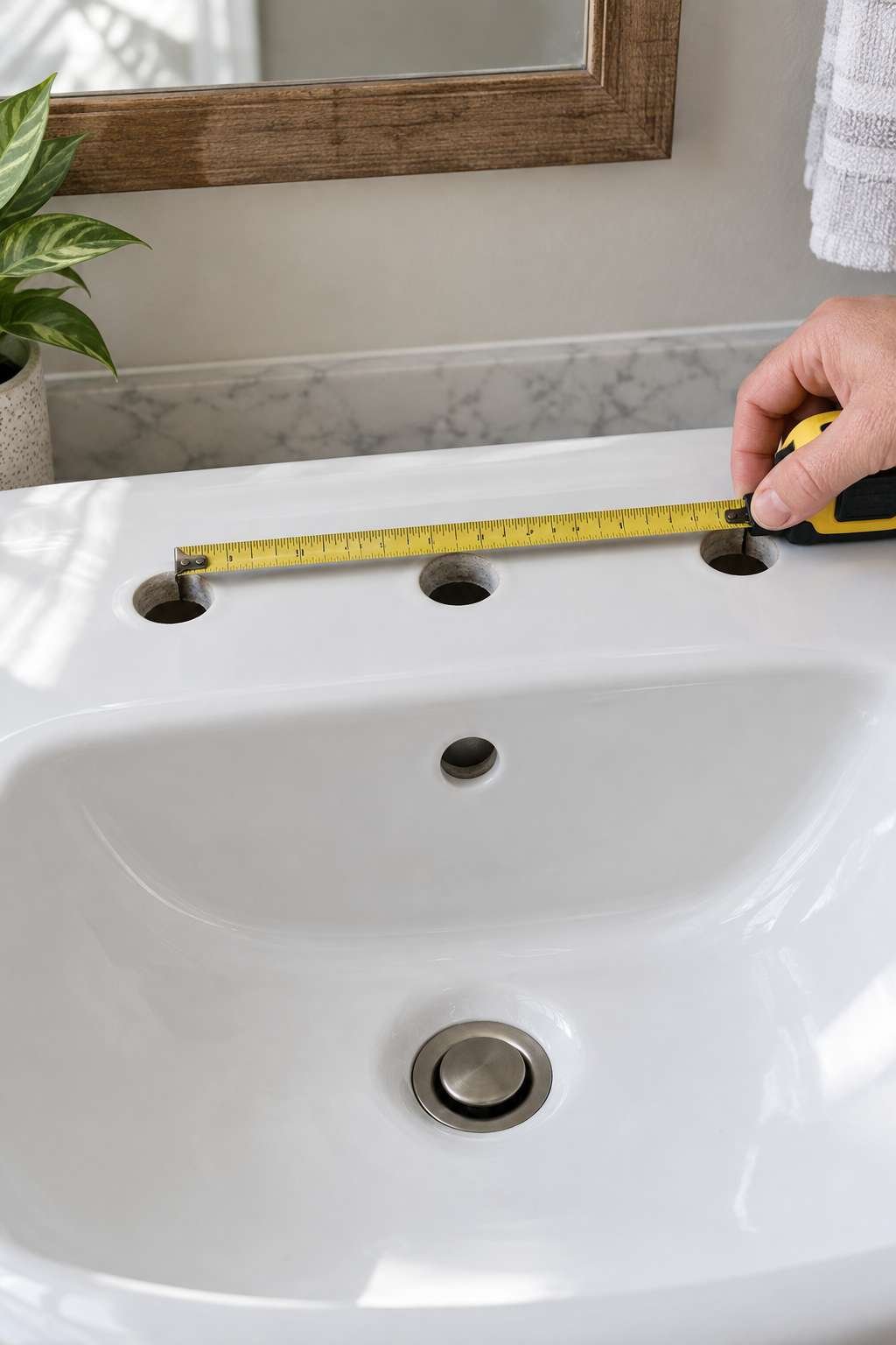 Measuring sink hole spacing before buying a replacement faucet