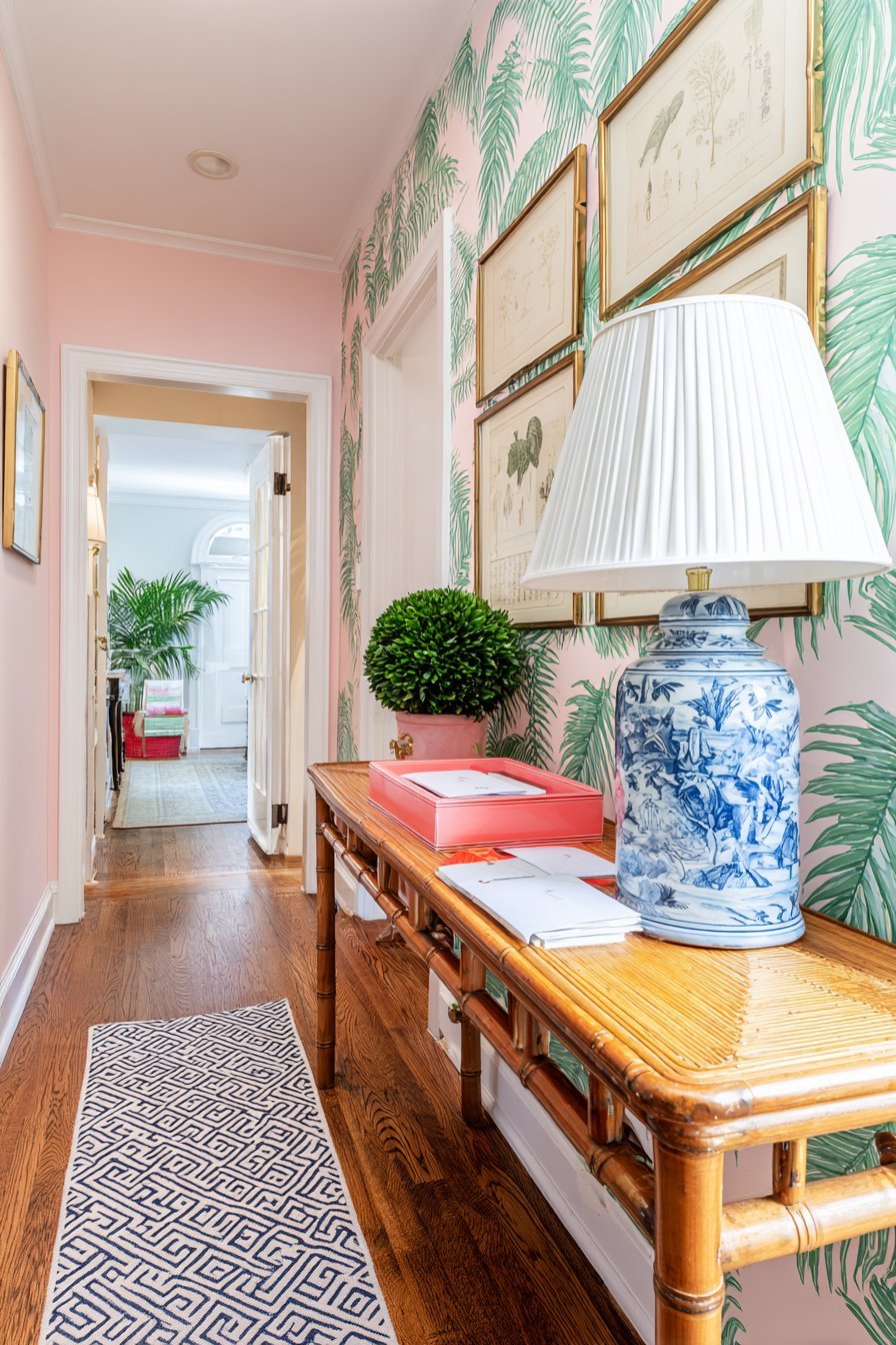 Palm Leaf Wallpaper Hallway
