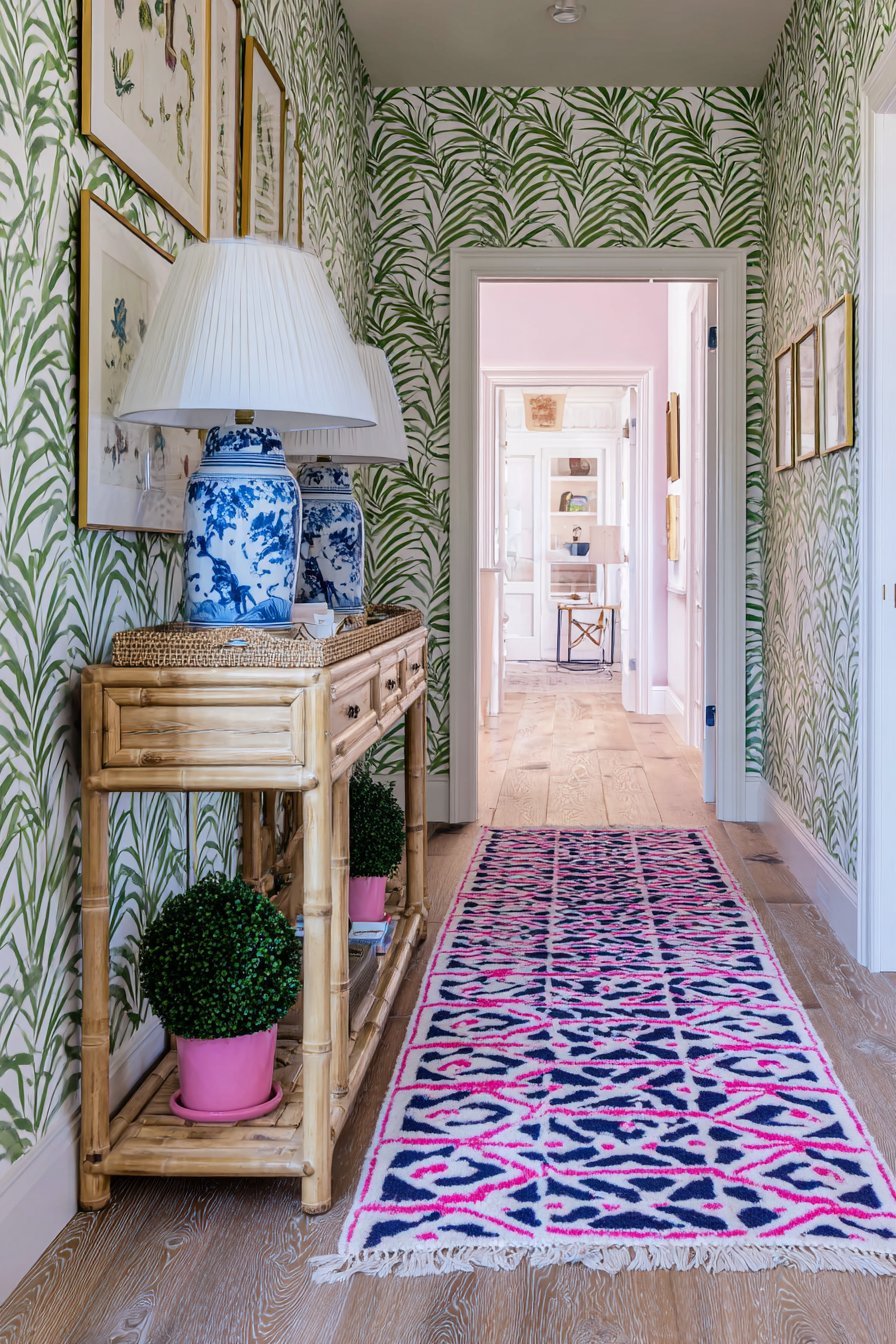 Palm Leaf Wallpaper Hallway