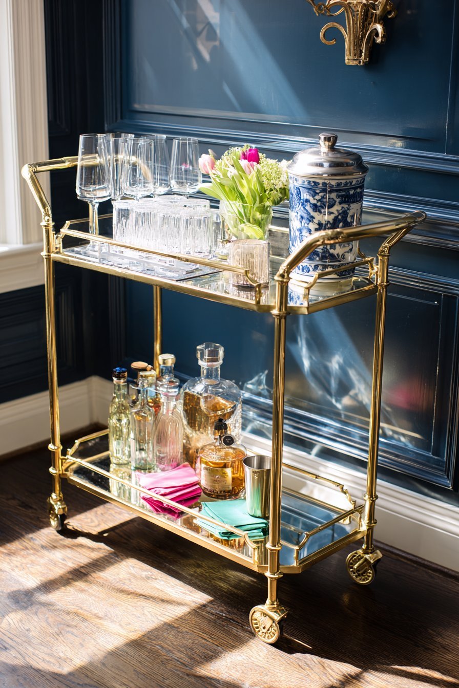 Brass Bar Cart Styling