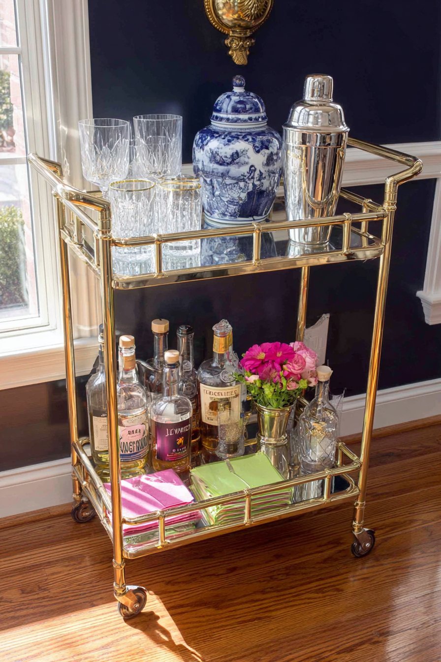 Brass Bar Cart Styling