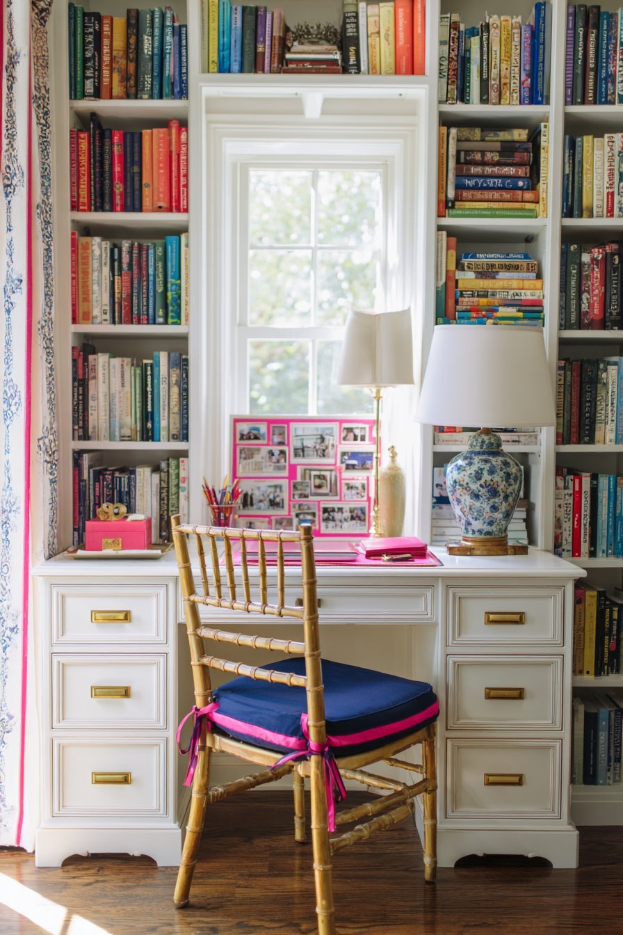 Pink Grasscloth Study Alcove