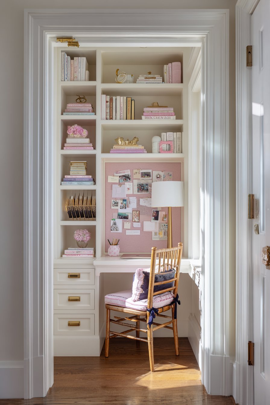Pink Grasscloth Study Alcove