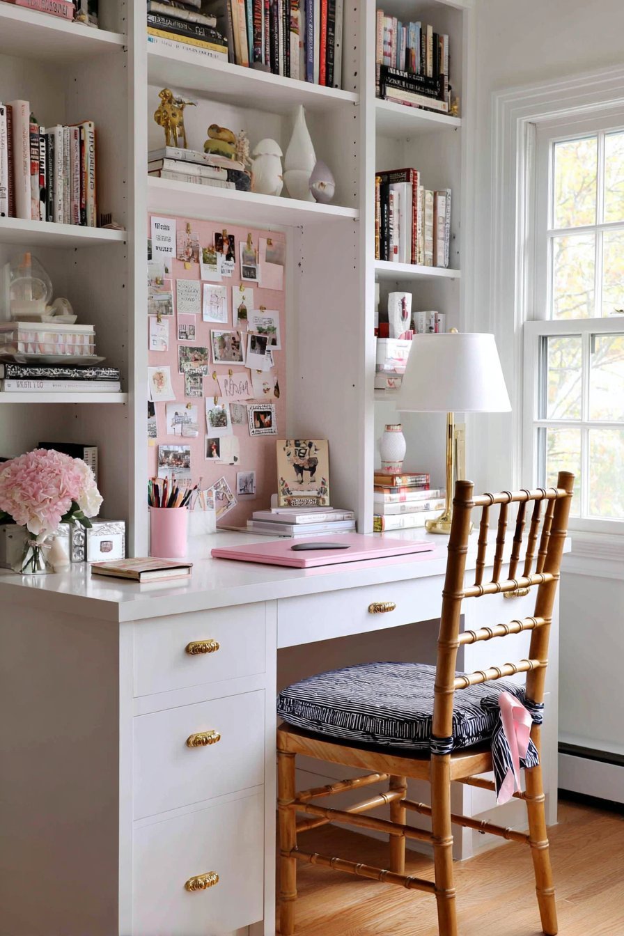 Pink Grasscloth Study Alcove