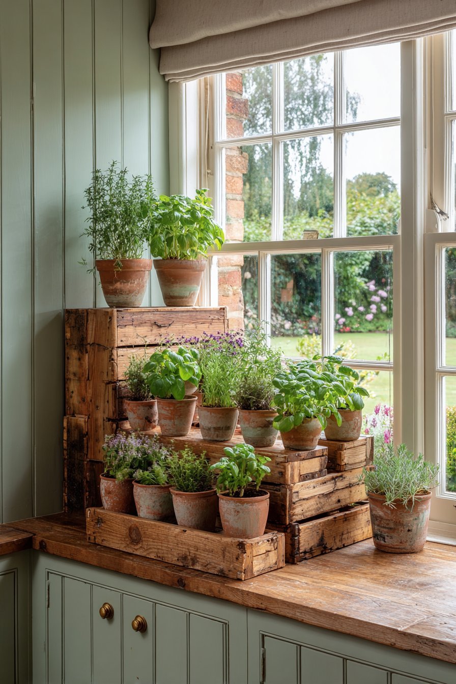 Multi-Level Window Sill Herb Garden