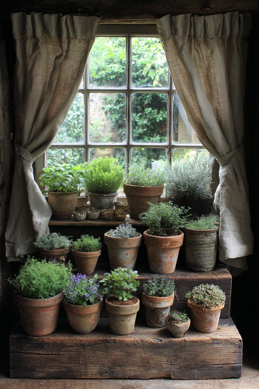 Multi-Level Window Sill Herb Garden