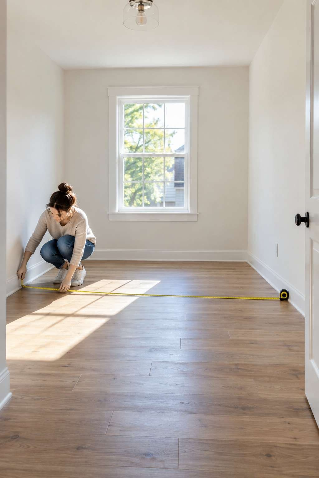 Measuring the length of an empty room from wall to wall