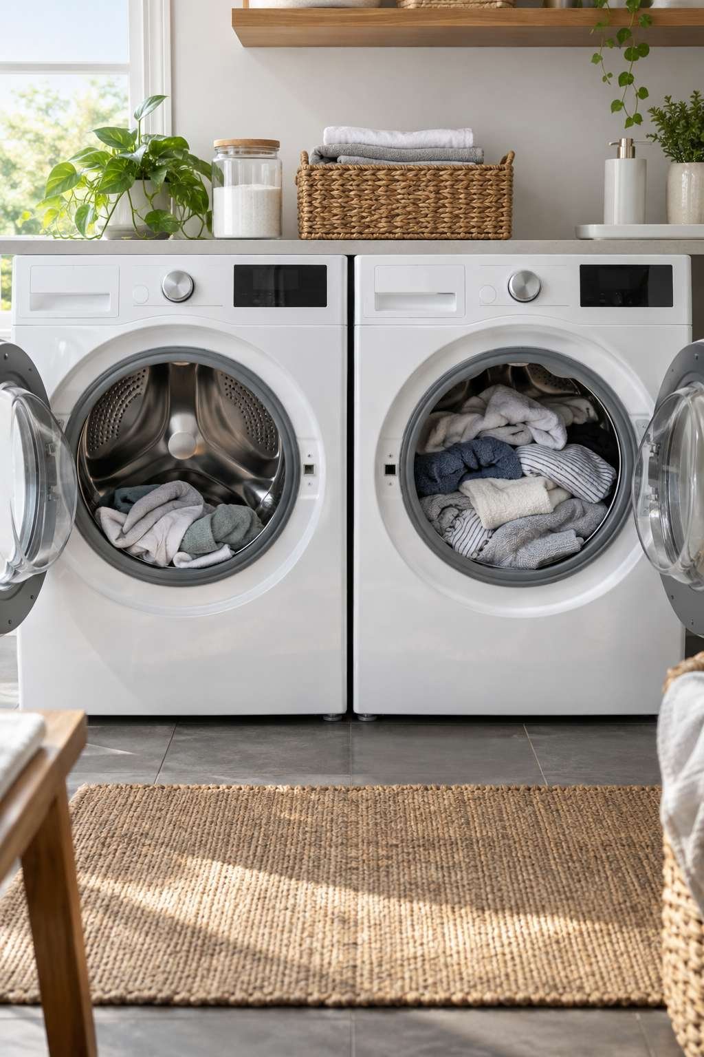 Comparing a small and full laundry load in a washing machine