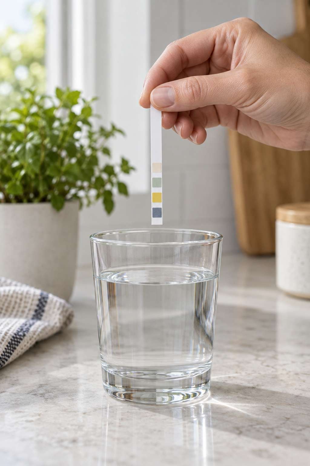 Testing water hardness with a test strip