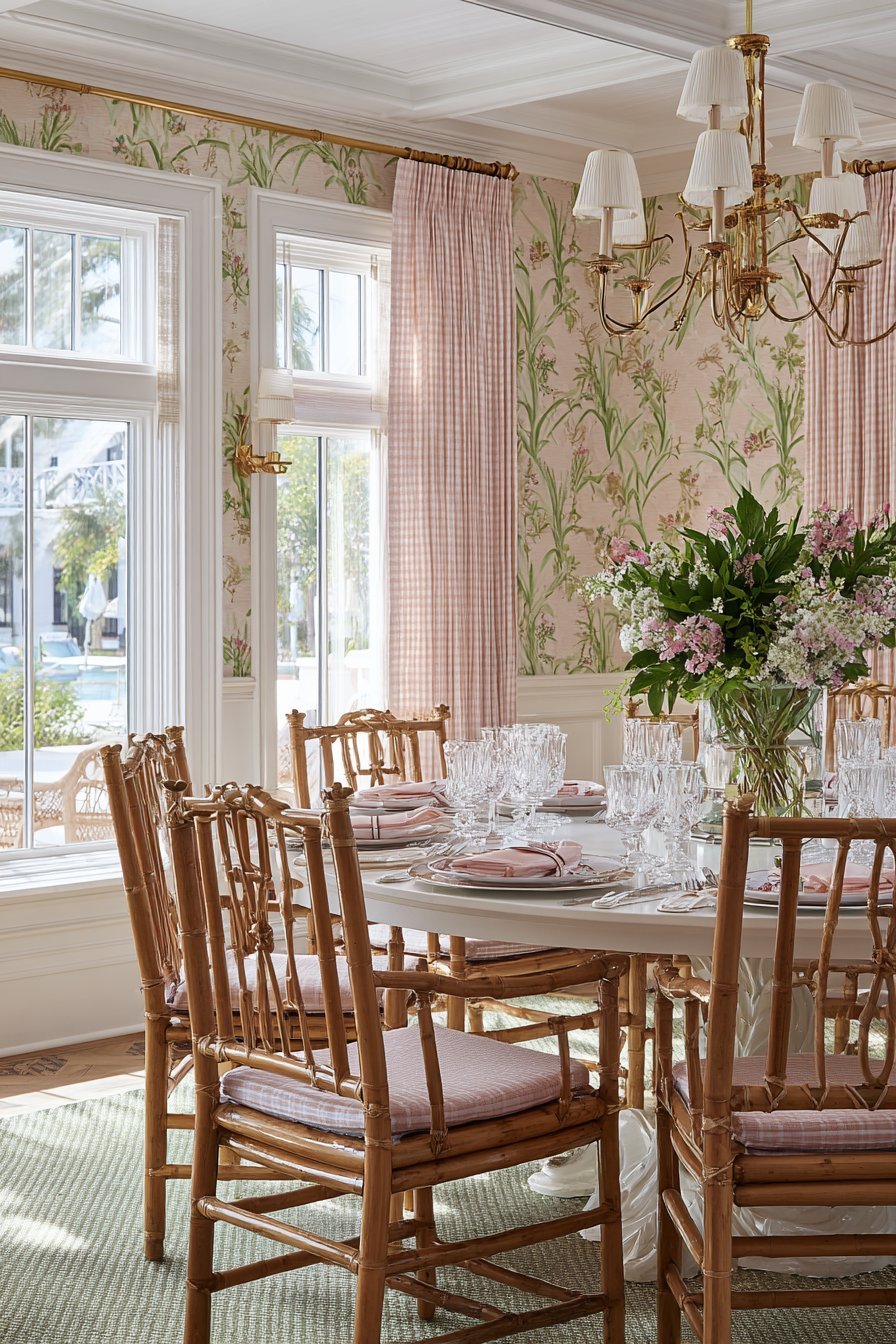 Pink Lily Pattern Dining Room