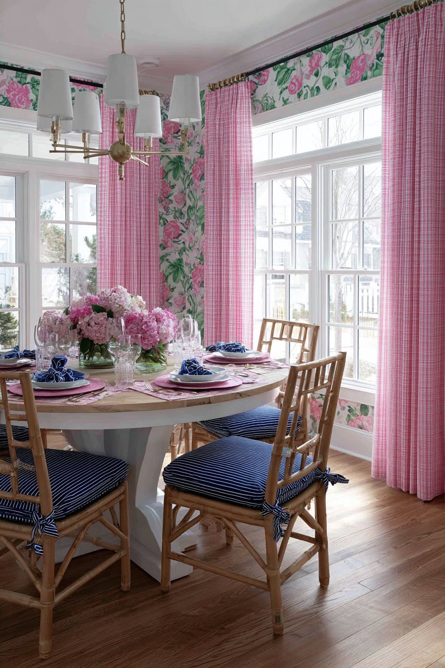 Pink Lily Pattern Dining Room