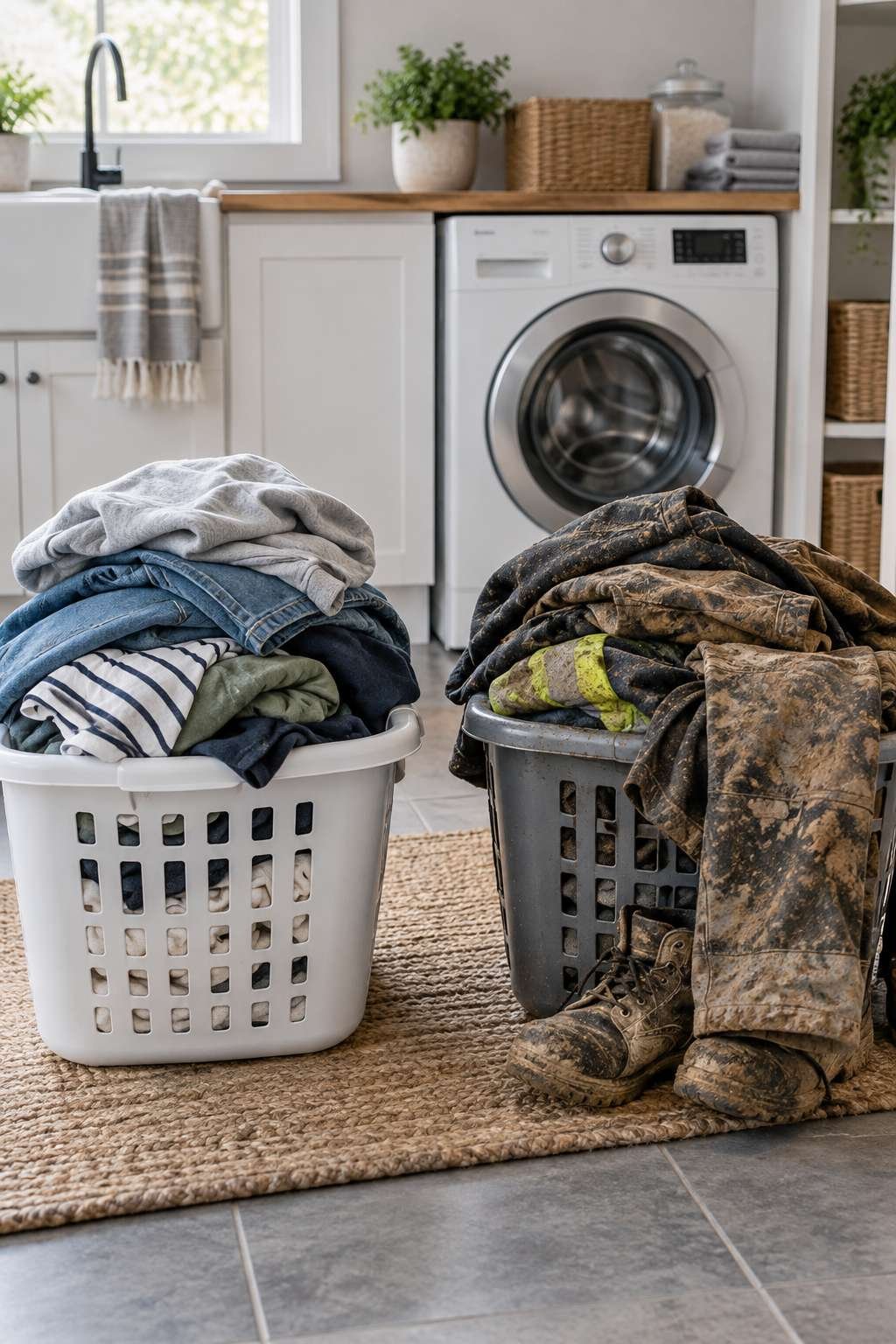 Comparing lightly soiled and heavily soiled laundry piles