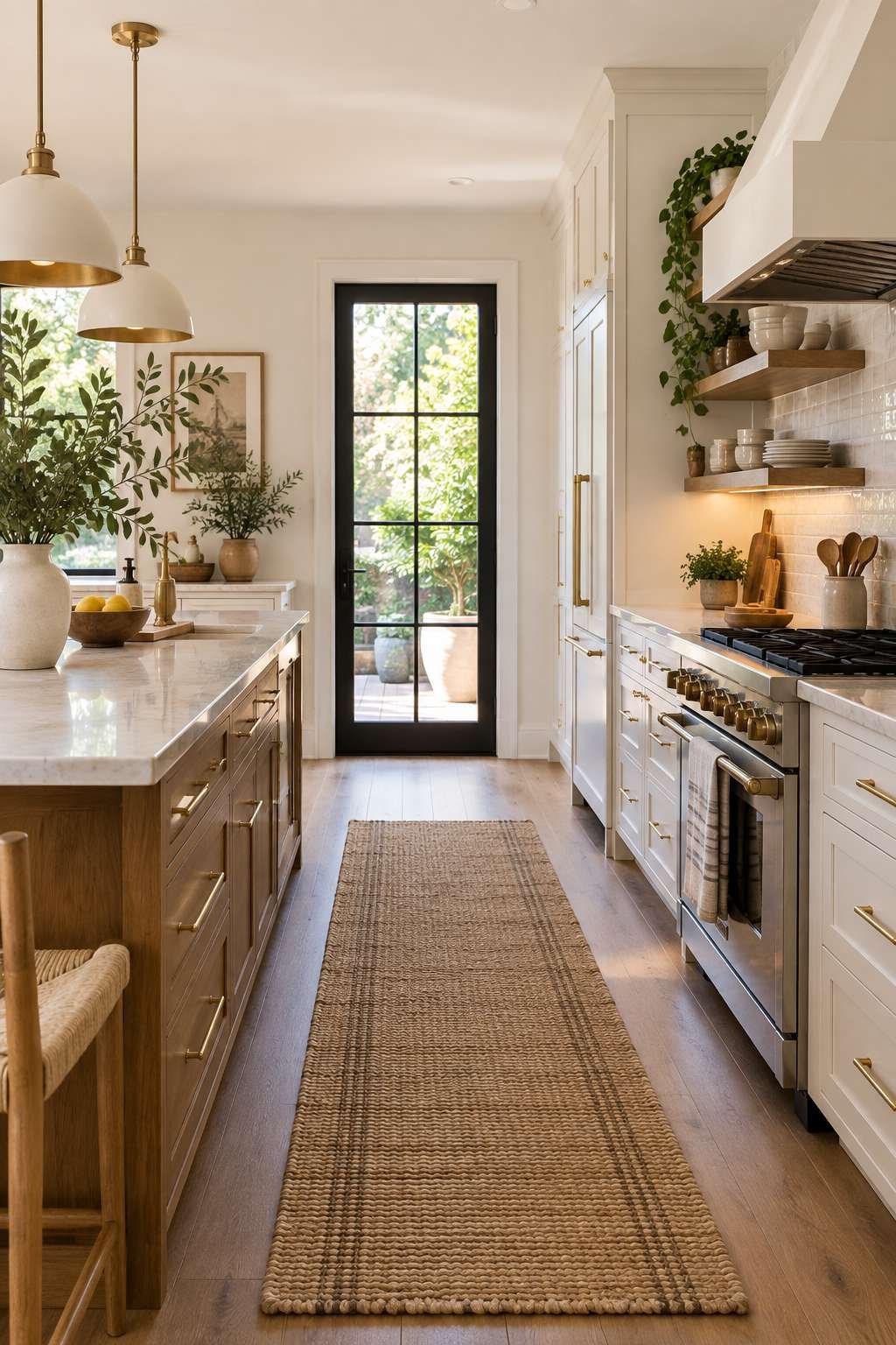 Modern kitchen wall with stainless steel built-in appliances