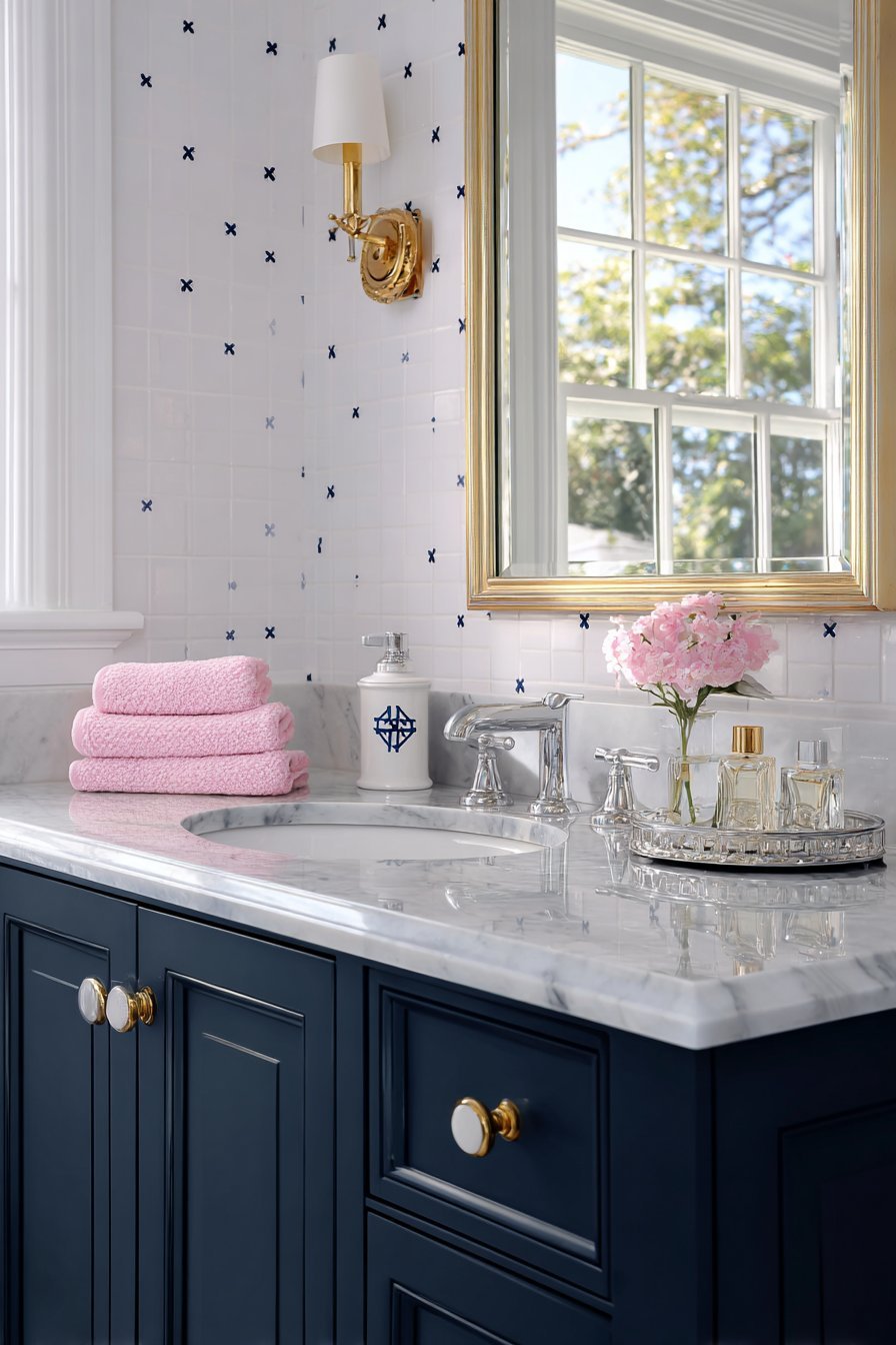  Navy Vanity Bathroom