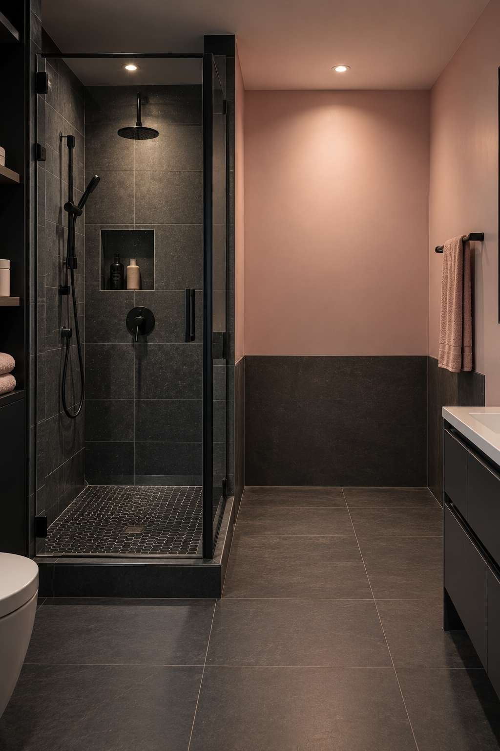3/4 bathroom shower stall with no bathtub installed