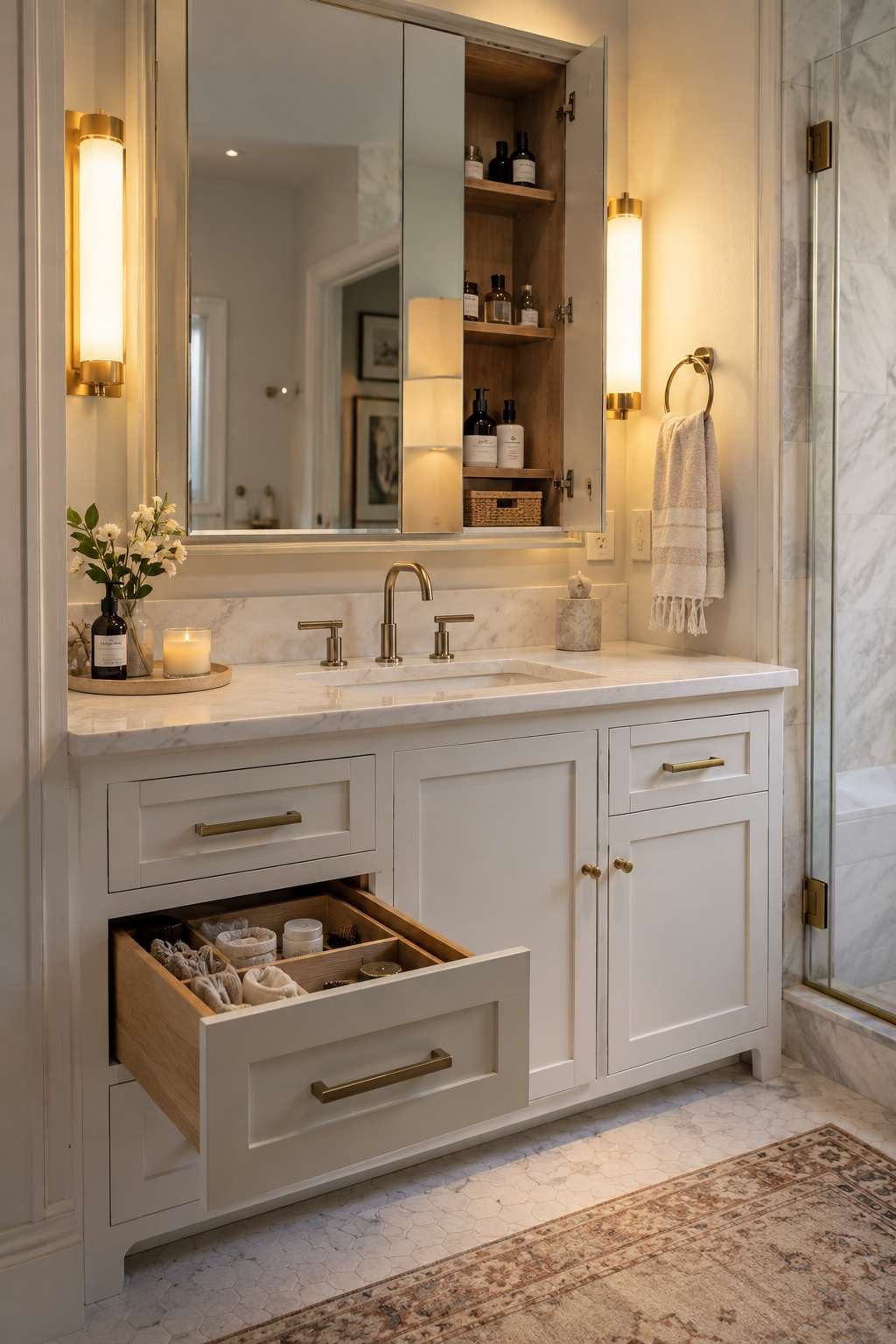 Modern bathroom vanity with storage representing vanity remodel costs