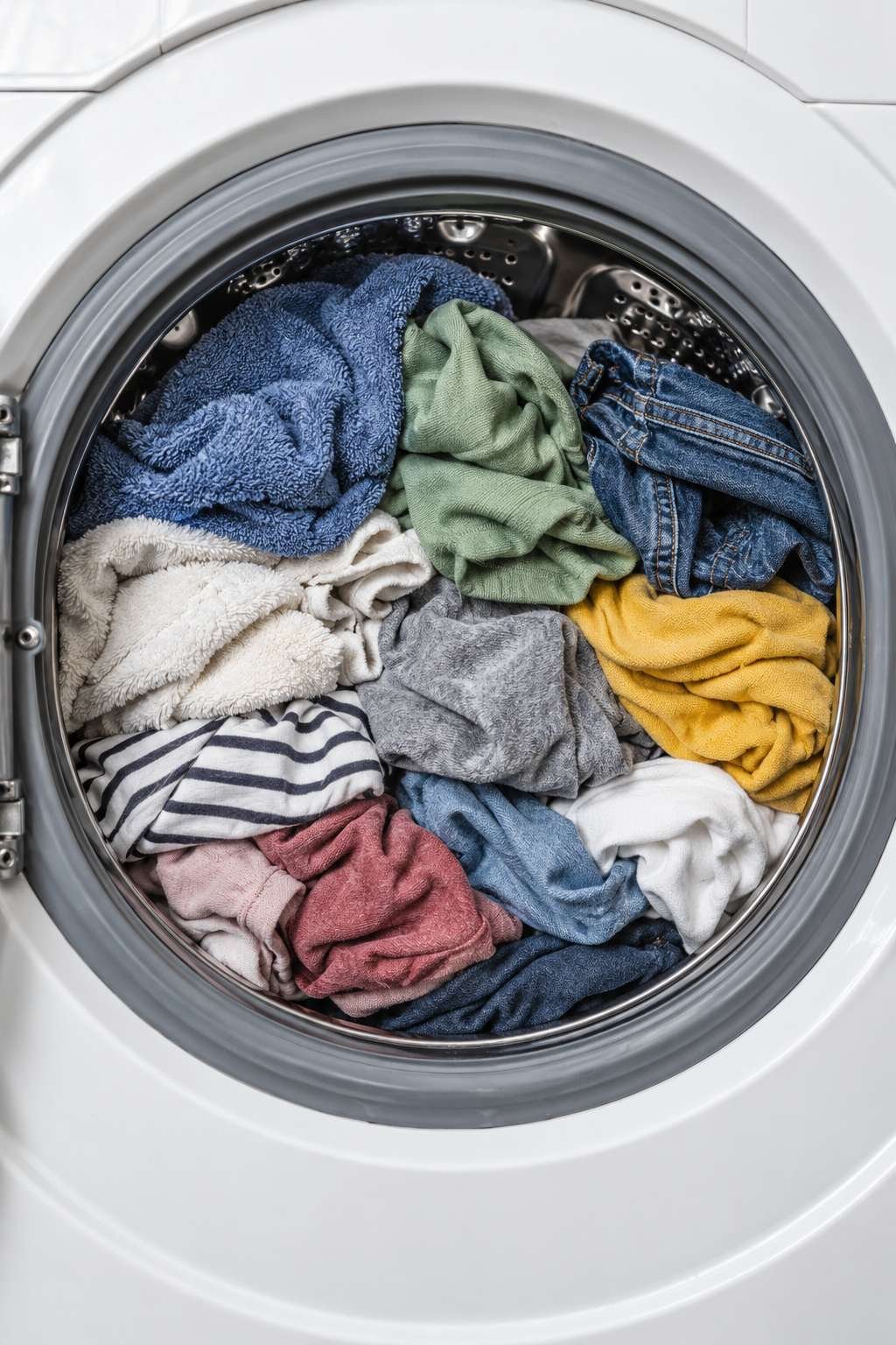 Overloaded washing machine drum reducing cleaning effectiveness