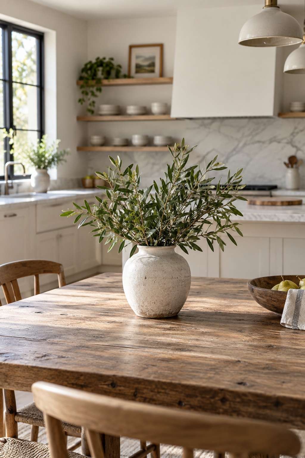 Ceramic vase centerpiece reflecting a kitchen's decor style